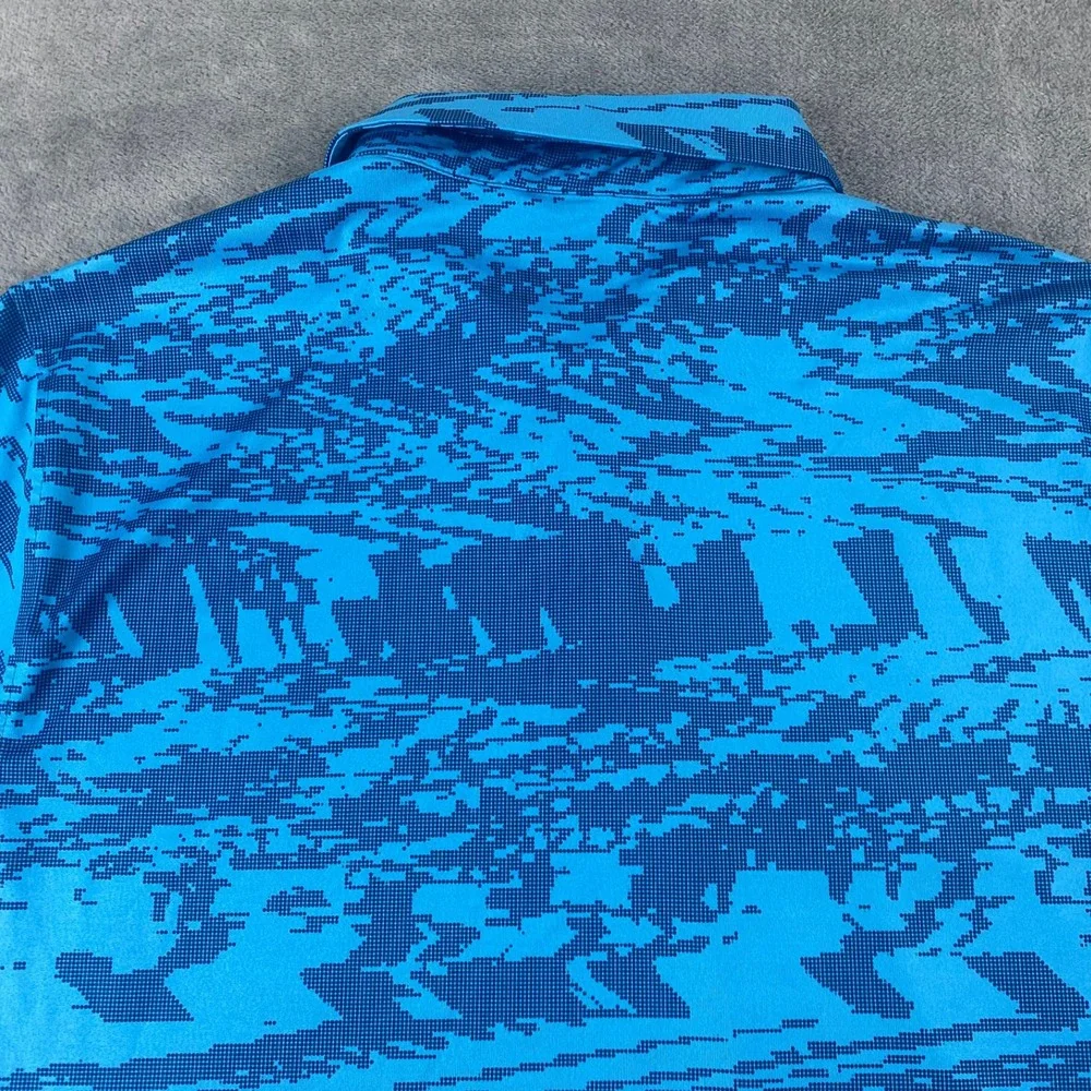 Under Armour Men XL Polo Shirt Blue HeatGear Loose Fit Short Slv‎ Digital Print